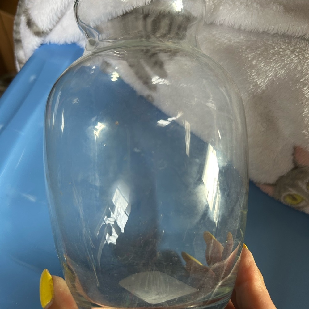 Vintage Clear Glass Vase 8" Tall 3" Bottom 4" Top